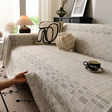 Sofa Cover Throw with Subtle Textured Stripes Lightweight Smooth Couch Slipcover - Ornate Home