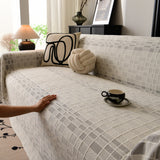Sofa Cover Throw with Subtle Textured Stripes Lightweight Smooth Couch Slipcover - Ornate Home