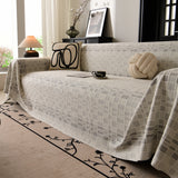 Sofa Cover Throw with Subtle Textured Stripes Lightweight Smooth Couch Slipcover - Ornate Home