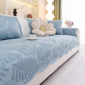 Sofa Cover for Leather & Fabric Couches, 3D Leaf Embossed Quilted Furniture Covers - Ornate Home