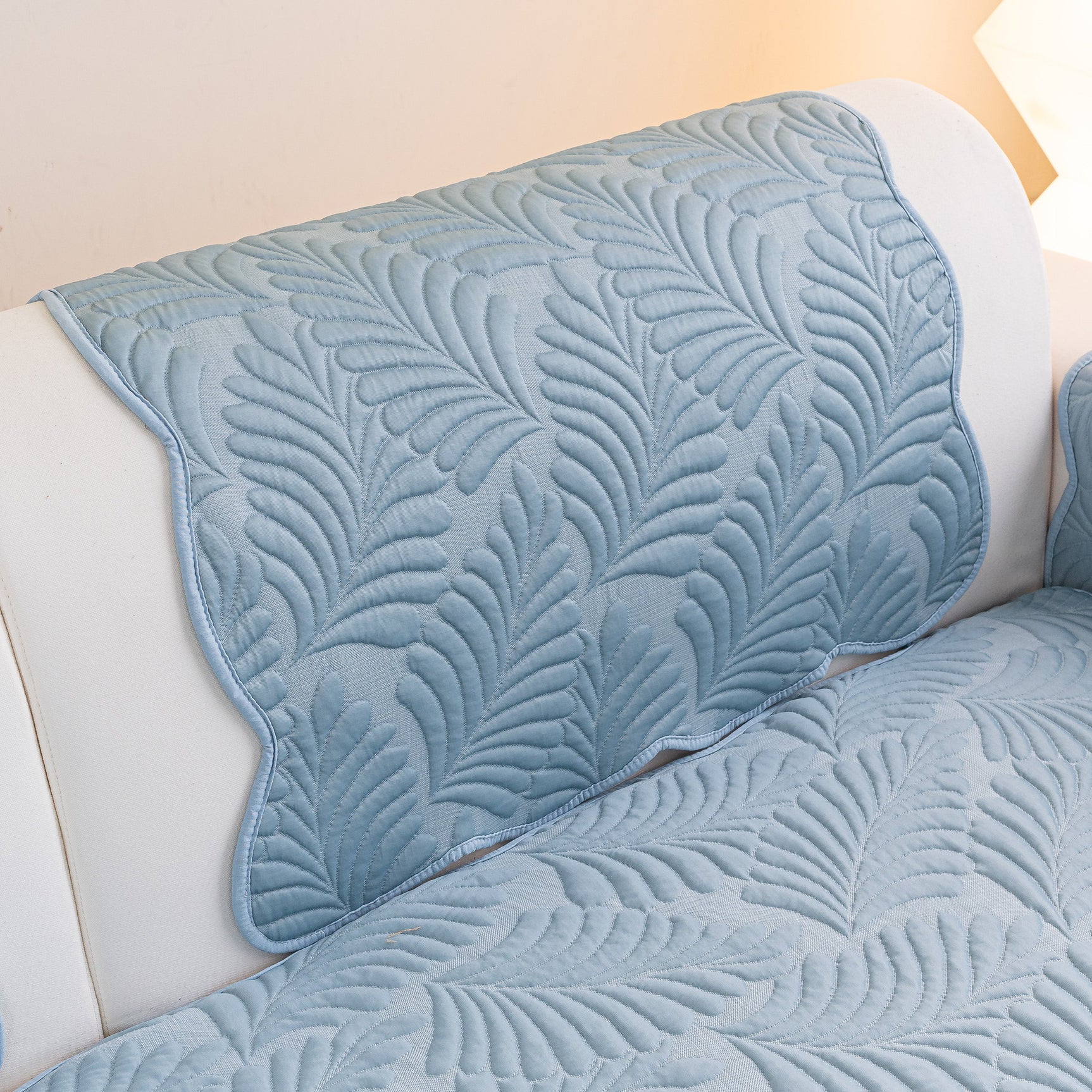 Sofa Cover for Leather & Fabric Couches, 3D Leaf Embossed Quilted Furniture Covers - Ornate Home