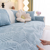 Sofa Cover for Leather & Fabric Couches, 3D Leaf Embossed Quilted Furniture Covers - Ornate Home