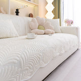 Sofa Cover for Leather & Fabric Couches, 3D Leaf Embossed Quilted Furniture Covers - Ornate Home
