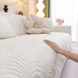 Sofa Cover for Leather & Fabric Couches, 3D Leaf Embossed Quilted Furniture Covers - Ornate Home