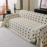 Sofa Throw Blanket with Woven Geometric Pattern & Tassels, Soft & Thick Couch Cover - Ornate Home