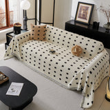 Sofa Throw Blanket with Woven Geometric Pattern & Tassels, Soft & Thick Couch Cover - Ornate Home
