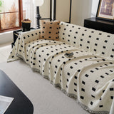 Sofa Throw Blanket with Woven Geometric Pattern & Tassels, Soft & Thick Couch Cover - Ornate Home