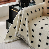 Sofa Throw Blanket with Woven Geometric Pattern & Tassels, Soft & Thick Couch Cover - Ornate Home