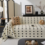 Sofa Throw Blanket with Woven Geometric Pattern & Tassels, Soft & Thick Couch Cover - Ornate Home