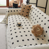 Sofa Throw Blanket with Woven Geometric Pattern & Tassels, Soft & Thick Couch Cover - Ornate Home