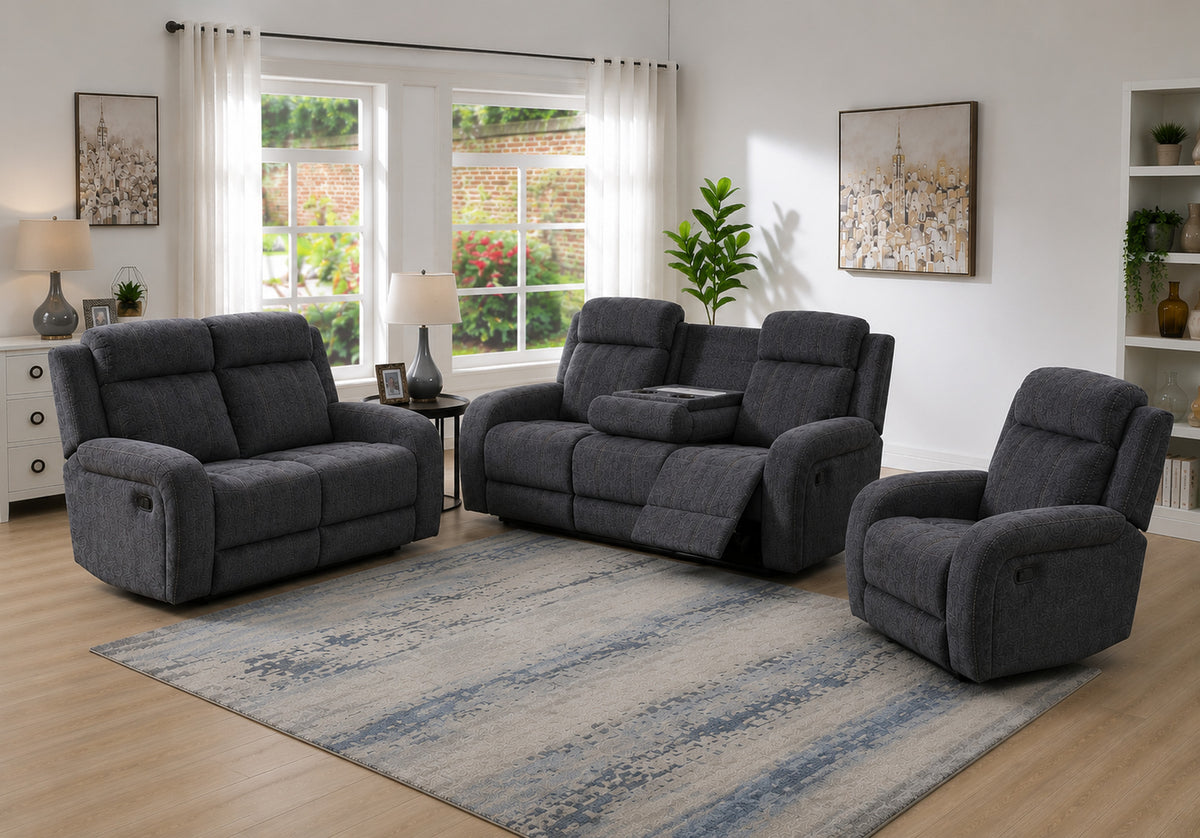 Moab Charcoal Fabric Recliner
