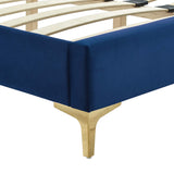Sofia Navy Channel Tufted Performance Velvet Full Platform Bed - Ornate Home