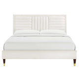 Sofia White Channel Tufted Performance Velvet Full Platform Bed - 81.5x57.5" - Ornate Home
