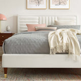 Sofia White Channel Tufted Performance Velvet Full Platform Bed - 81.5x57.5" - Ornate Home