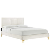 Sofia White Channel Tufted Performance Velvet Full Platform Bed - 81.5x57.5x36" - Ornate Home