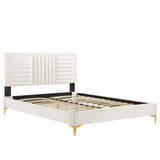 Sofia White Channel Tufted Performance Velvet Full Platform Bed - 81.5x57.5x36" - Ornate Home