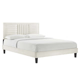 Sofia White Channel Tufted Performance Velvet King Platform Bed - 82.5x79" - Ornate Home