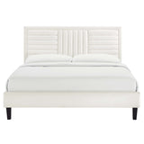 Sofia White Channel Tufted Performance Velvet King Platform Bed - 82.5x79" - Ornate Home