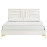 Sofia White Channel Tufted Performance Velvet King Platform Bed - 87x79" - Ornate Home