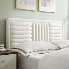 Sofia White Channel Tufted Performance Velvet King Platform Bed - 87x79" - Ornate Home