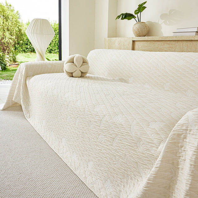 Soft Breathable Sofa Cover Blanket,Botanical Embossed Furniture Protector Throw Cover - Ornate Home