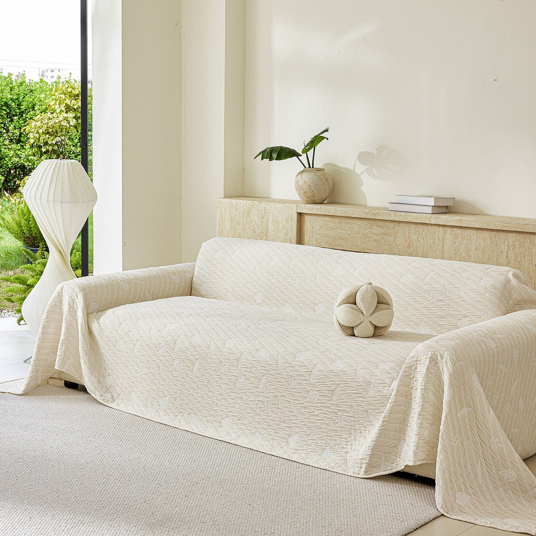 Soft Breathable Sofa Cover Blanket,Botanical Embossed Furniture Protector Throw Cover - Ornate Home