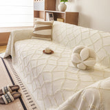 Soft Chenille Sofa Throw Cover, Raised Geometric Texture Furniture Protector Blanket - Ornate Home
