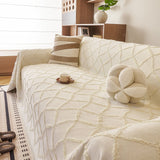 Soft Chenille Sofa Throw Cover, Raised Geometric Texture Furniture Protector Blanket - Ornate Home