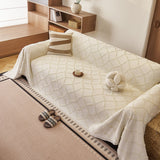 Soft Chenille Sofa Throw Cover, Raised Geometric Texture Furniture Protector Blanket - Ornate Home