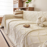 Soft Chenille Sofa Throw Cover, Raised Geometric Texture Furniture Protector Blanket - Ornate Home
