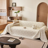 Soft Chenille Sofa Throw Cover, Raised Geometric Texture Furniture Protector Blanket - Ornate Home