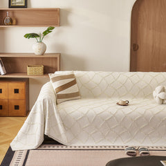 Soft Chenille Sofa Throw Cover, Raised Geometric Texture Furniture Protector Blanket - Ornate Home