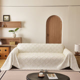 Soft Chenille Sofa Throw Cover, Raised Geometric Texture Furniture Protector Blanket - Ornate Home