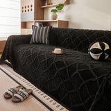 Soft Chenille Sofa Throw Cover, Raised Geometric Texture Furniture Protector Blanket - Ornate Home