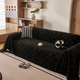 Soft Chenille Sofa Throw Cover, Raised Geometric Texture Furniture Protector Blanket - Ornate Home