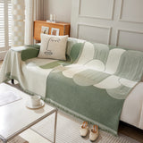 Soft Chenille Tassel Trim Sectional Sofa Protector Couch Covers for Cats Cozy Blanket Sofa Throws - Ornate Home