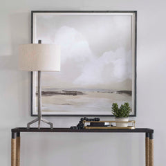 Soft Clouds Gray/Green/White Framed Print - Ornate Home