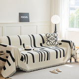 Soft Cozy Chenille Throw Cover for Couch with Tassel Accents, Dustproof Soft Throws for Sofa - Ornate Home