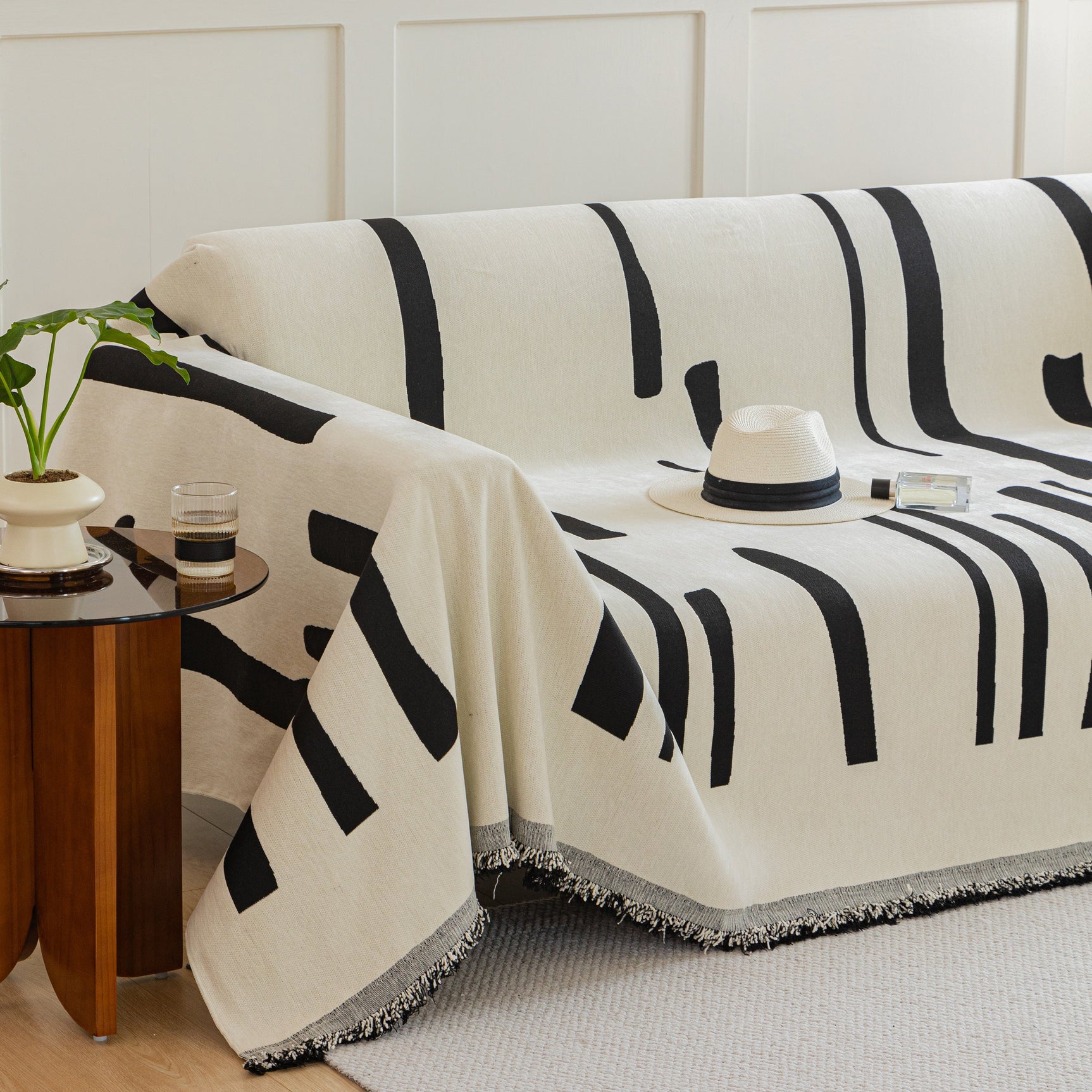 Soft Cozy Chenille Throw Cover for Couch with Tassel Accents, Dustproof Soft Throws for Sofa - Ornate Home