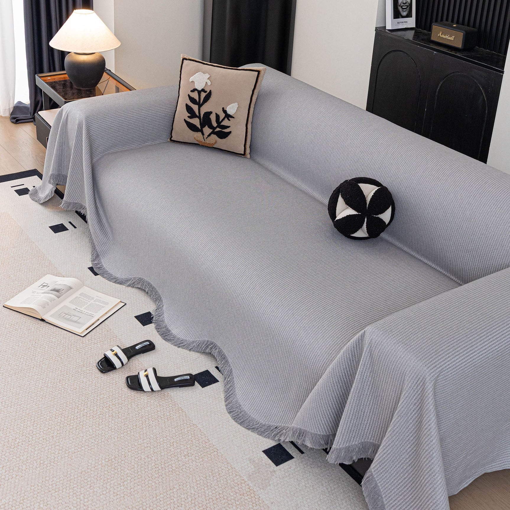 Soft Decorative Throw for Sofa and Loveseat, Textured Sofa Cover Blanket for Couch - Ornate Home
