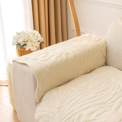Soft Furry Velvet Plush Non-Slip Sofa Cover Quilted Palm Leaves Sectional Couch Cover for Kids and Pets - Ornate Home