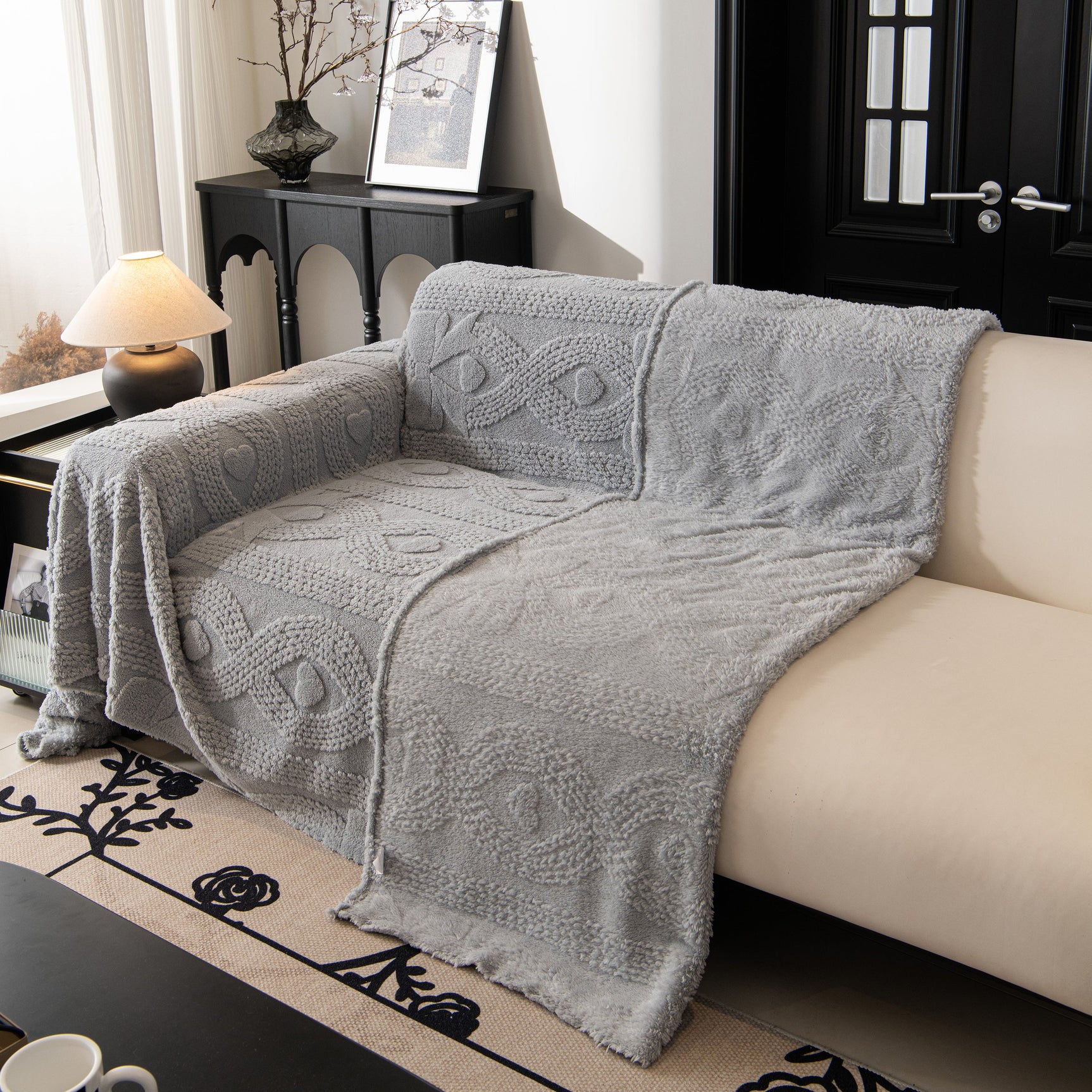 Soft Plush Fleece Throw Blanket for Couch Solid Cute Warm Couch Cover Blanket for Winter - Ornate Home