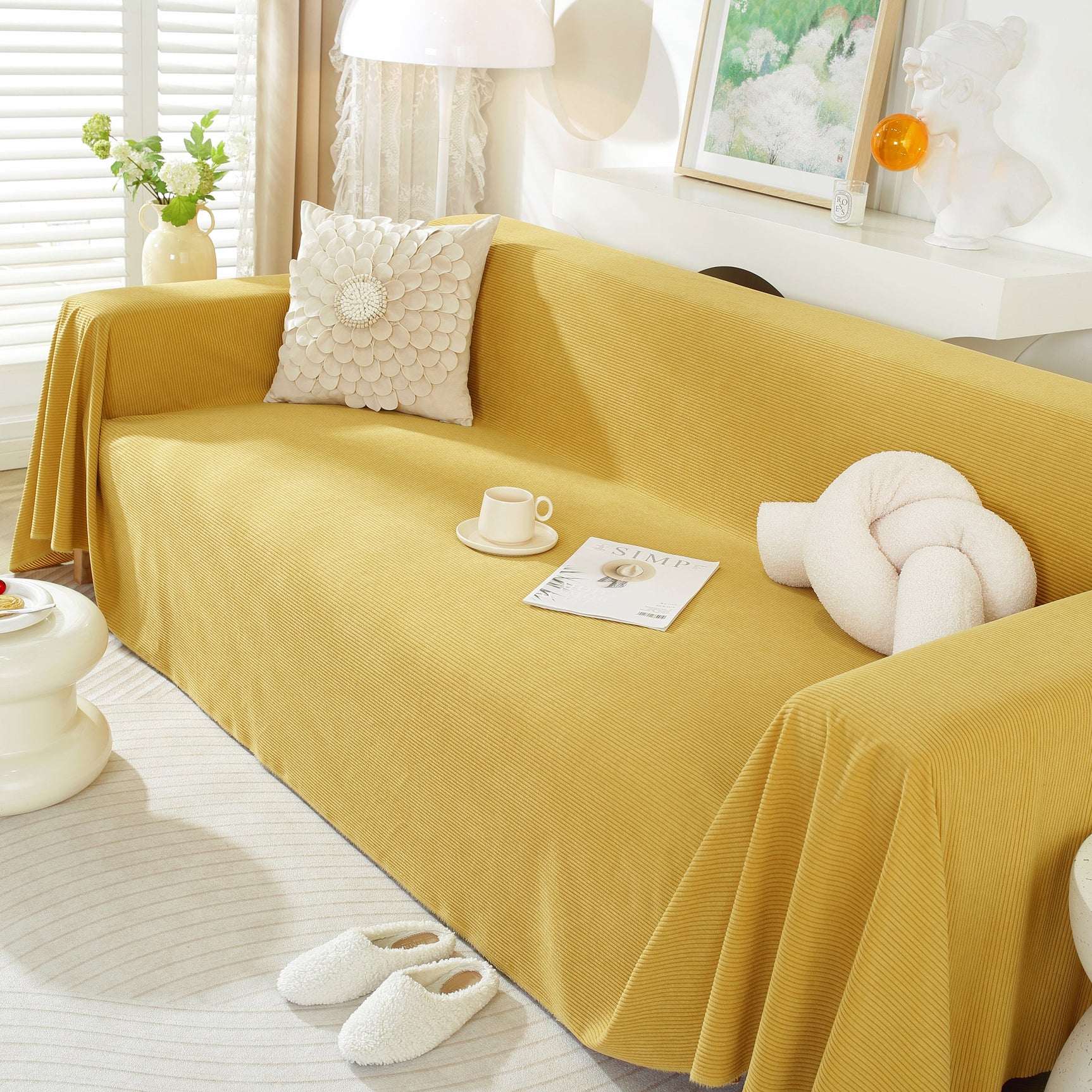 Soft Plush Warm Couch Cover Blanket for Sofa, Waterproof and Machine Washable Couch Throw Cover - Ornate Home