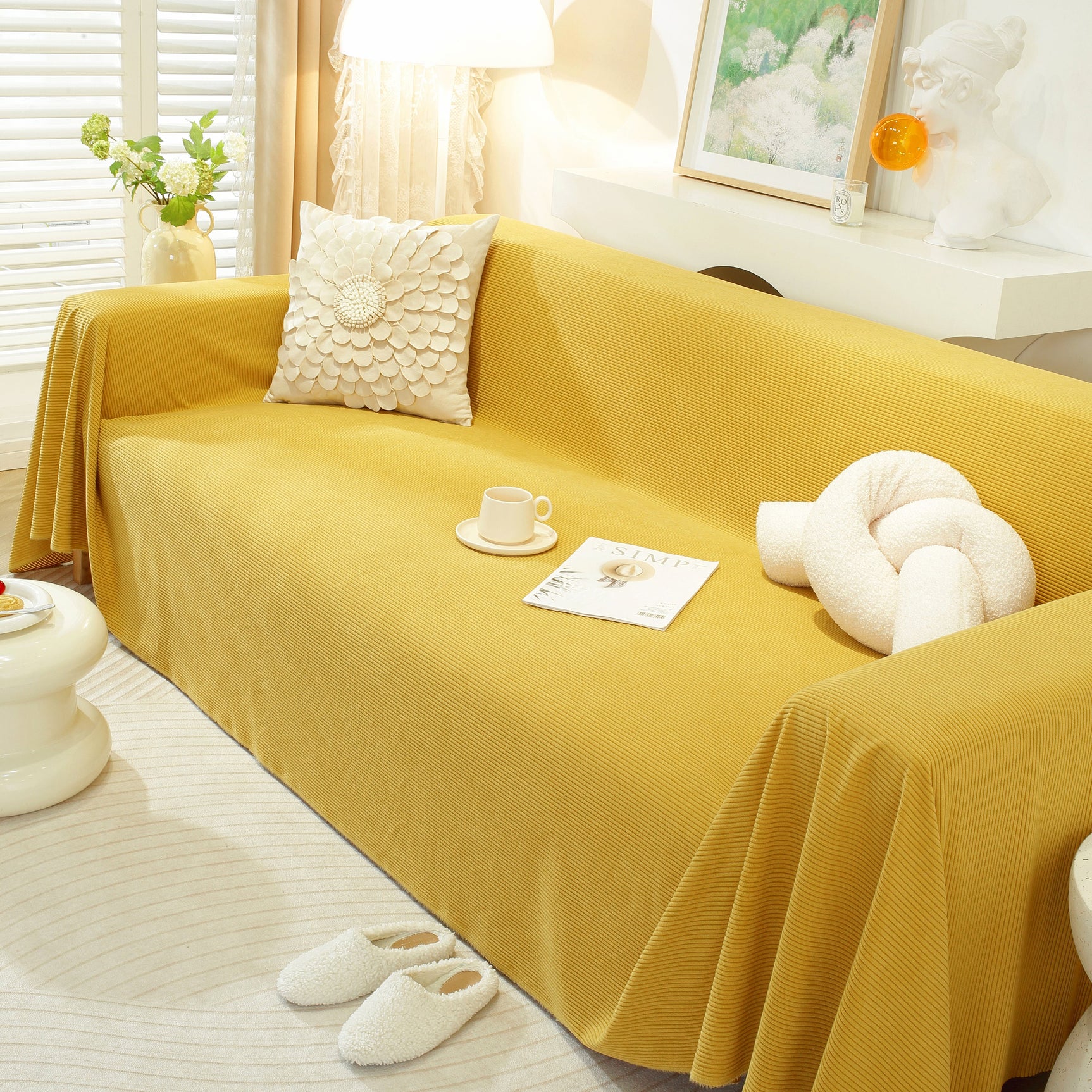 Soft Plush Warm Couch Cover Blanket for Sofa, Waterproof and Machine Washable Couch Throw Cover - Ornate Home
