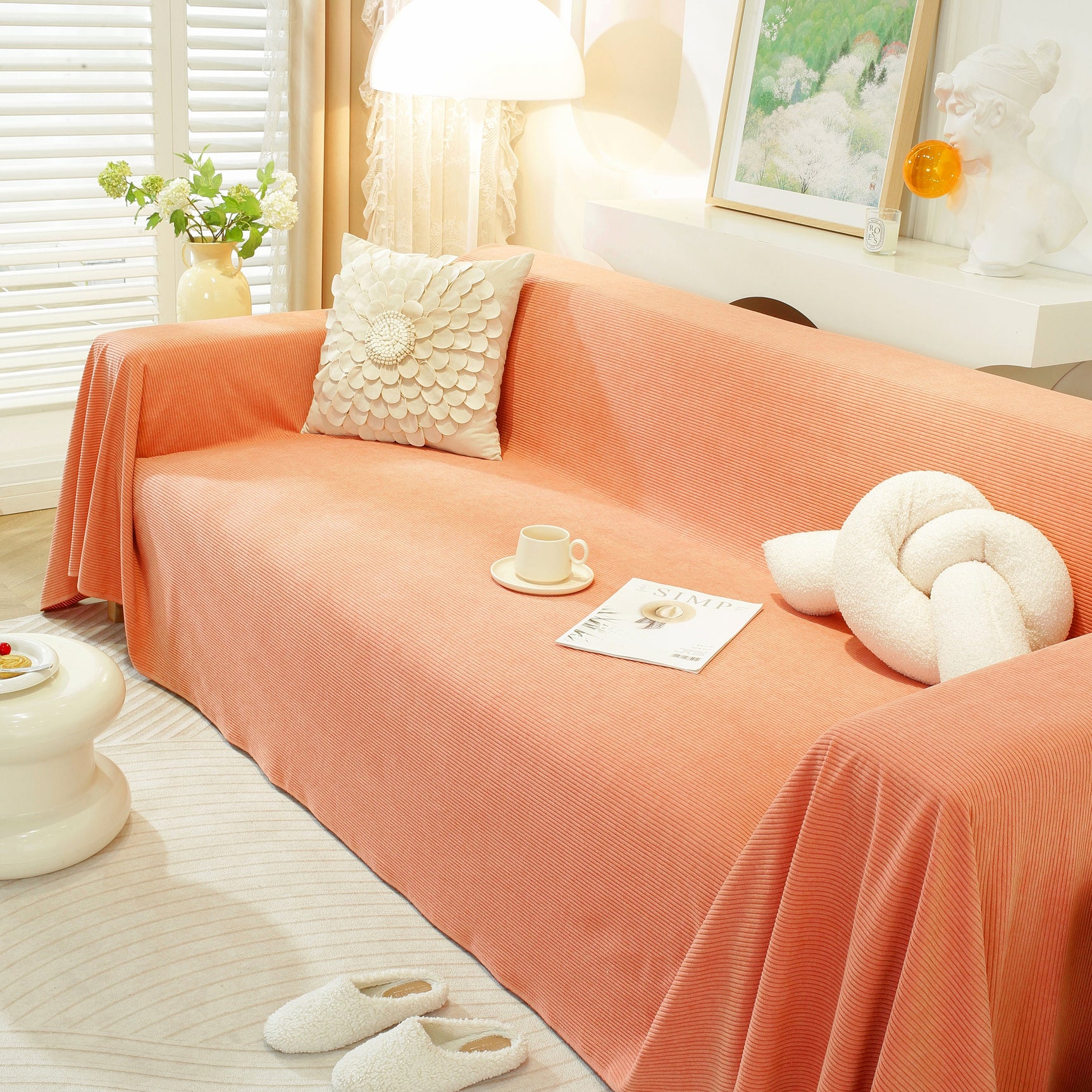 Soft Plush Warm Couch Cover Blanket for Sofa, Waterproof and Machine Washable Couch Throw Cover - Ornate Home