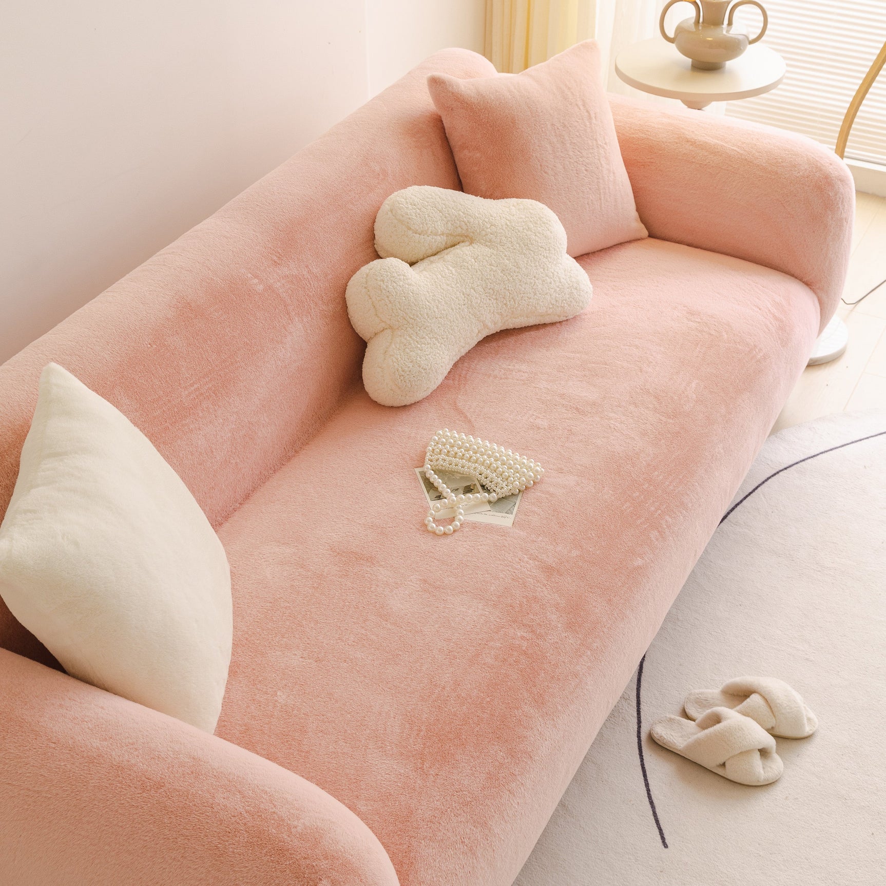 Soft Plush Warm Sofa Cover Stretchable Cozy Velvet Couch Protector for Fall & Winter - Ornate Home