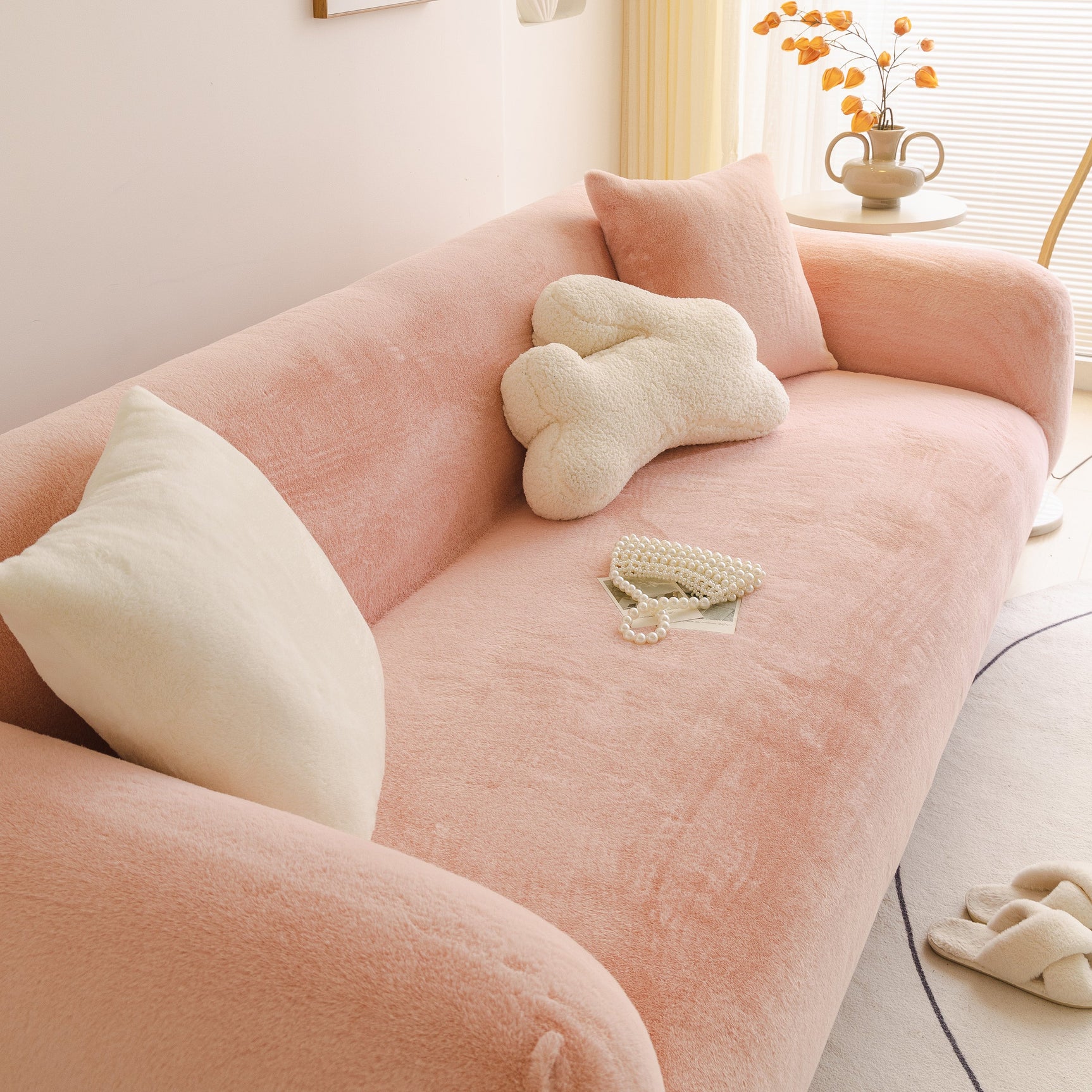 Soft Plush Warm Sofa Cover Stretchable Cozy Velvet Couch Protector for Fall & Winter - Ornate Home