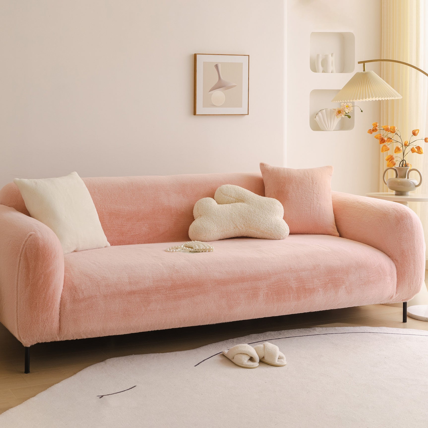 Soft Plush Warm Sofa Cover Stretchable Cozy Velvet Couch Protector for Fall & Winter - Ornate Home