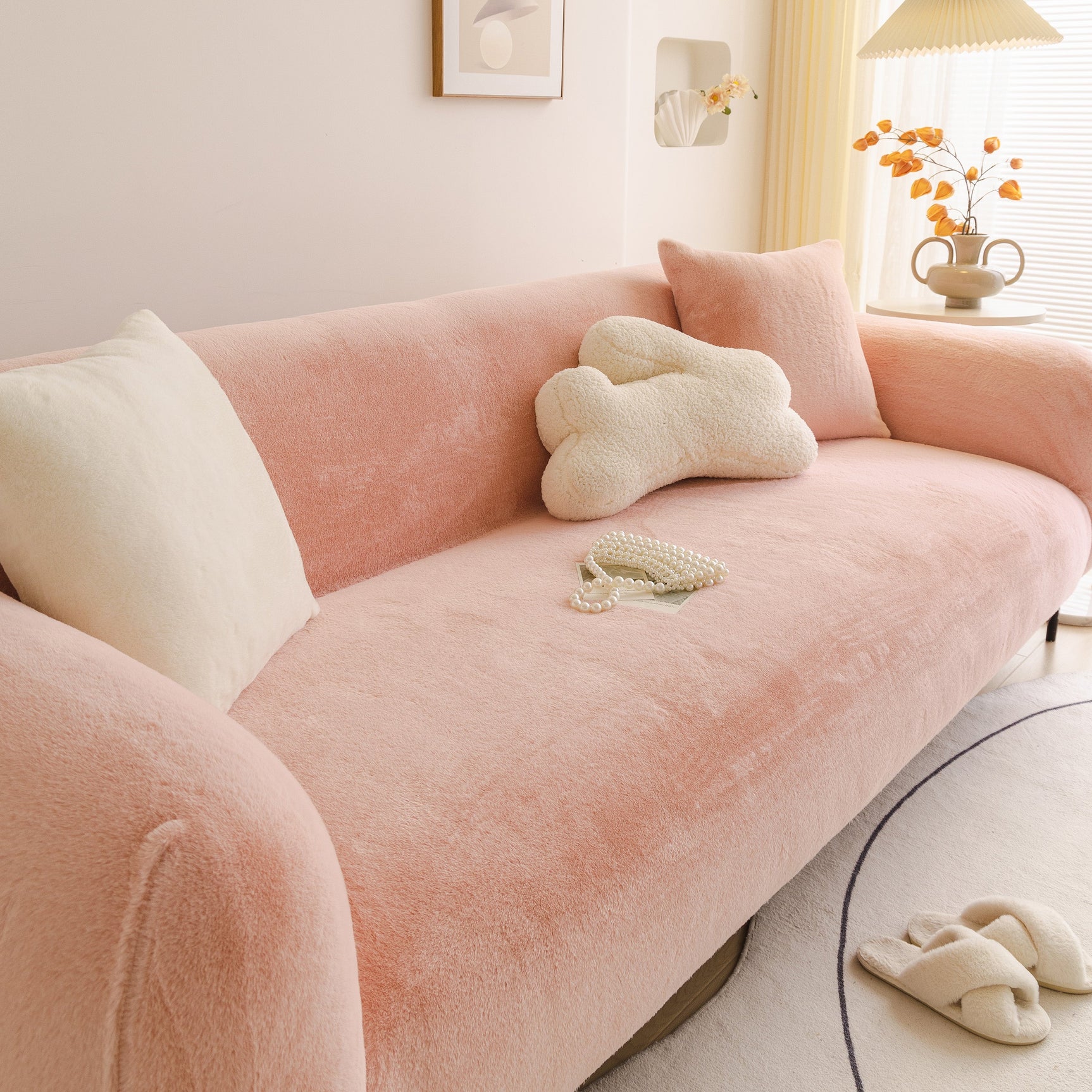 Soft Plush Warm Sofa Cover Stretchable Cozy Velvet Couch Protector for Fall & Winter - Ornate Home