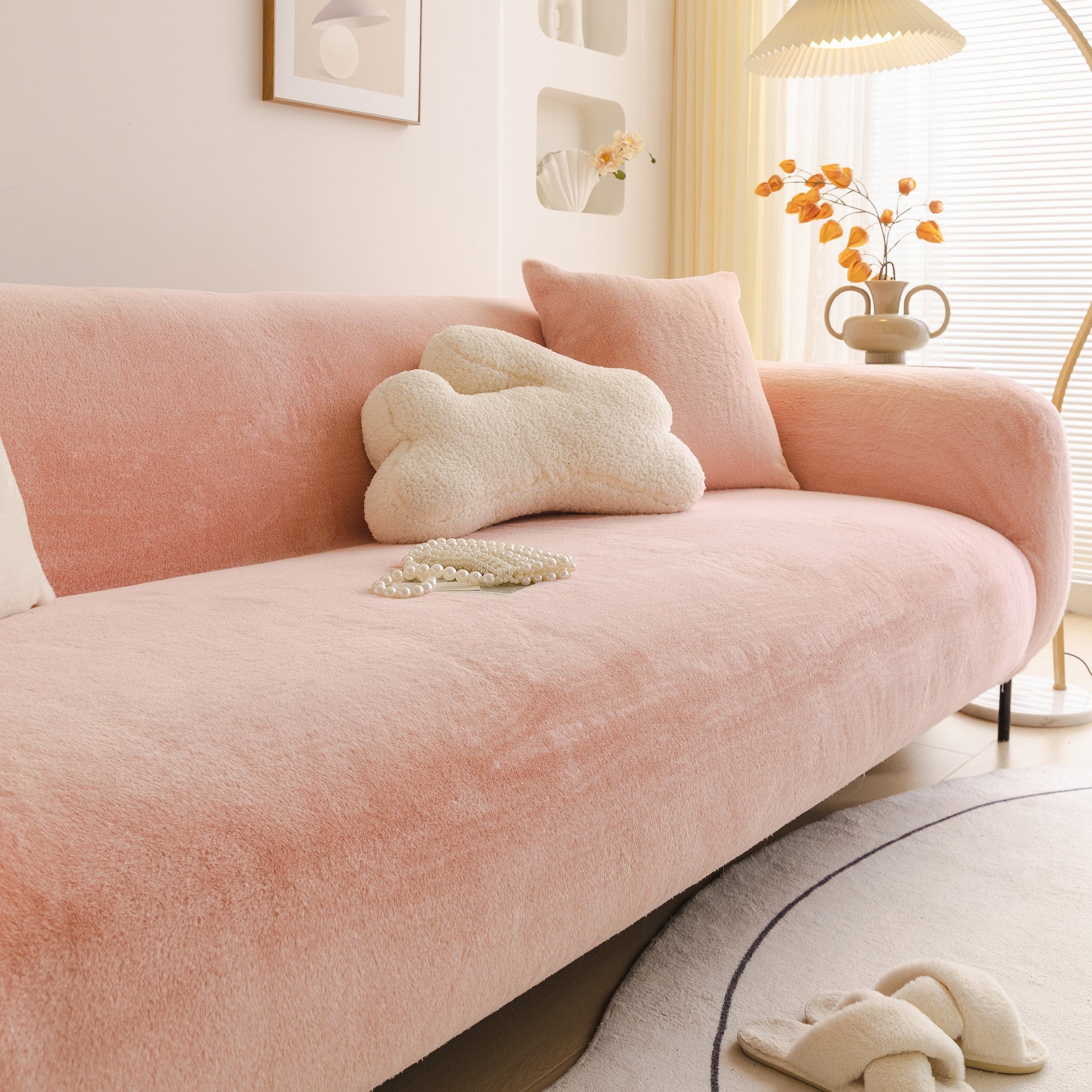 Soft Plush Warm Sofa Cover Stretchable Cozy Velvet Couch Protector for Fall & Winter - Ornate Home